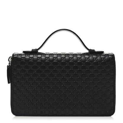 Gucci Microguccissima Zip Around Top Handle Travel Wallet Black 1 of 12