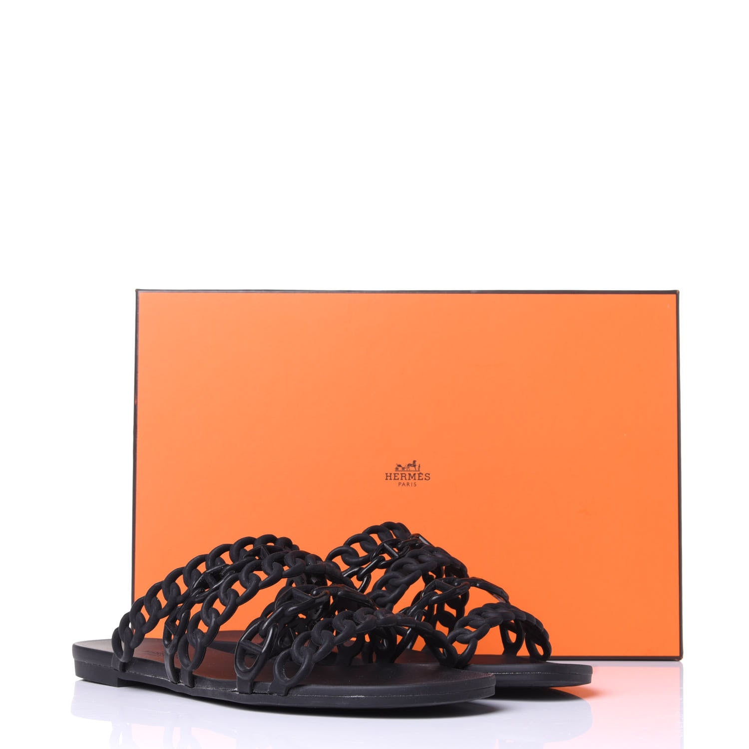 Hermes Rubber Chaine d'Ancre Nude Sandals 37 Black 10 of 10