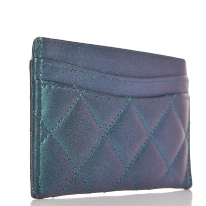 Chanel Metallic Lambskin Quilted Card Holder Turquoise 3 of 8