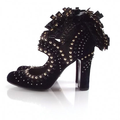 Prada Velvet Studded Mohawk Pumps 2 of 7