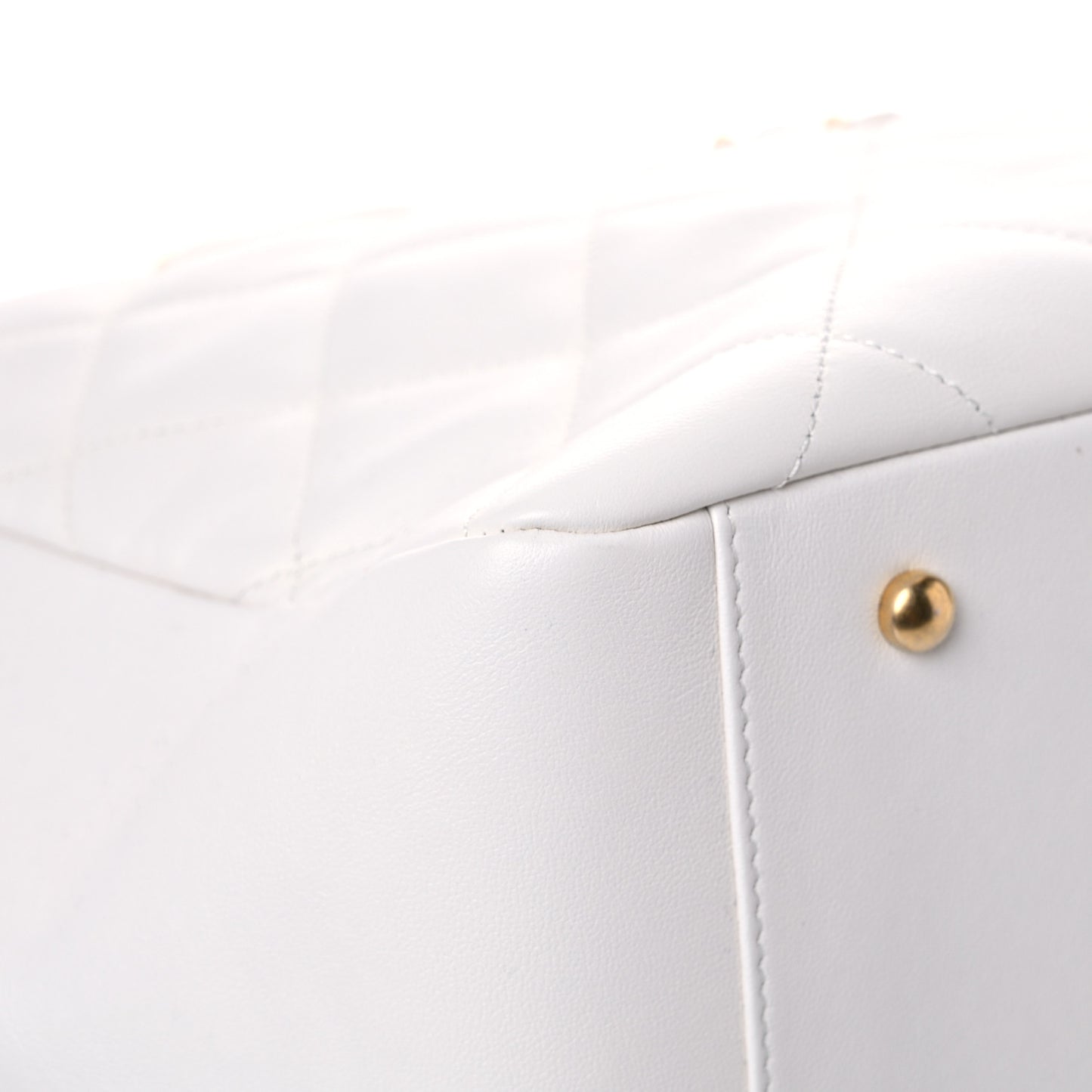 Lambskin Quilted Large Classic Shopping Tote White