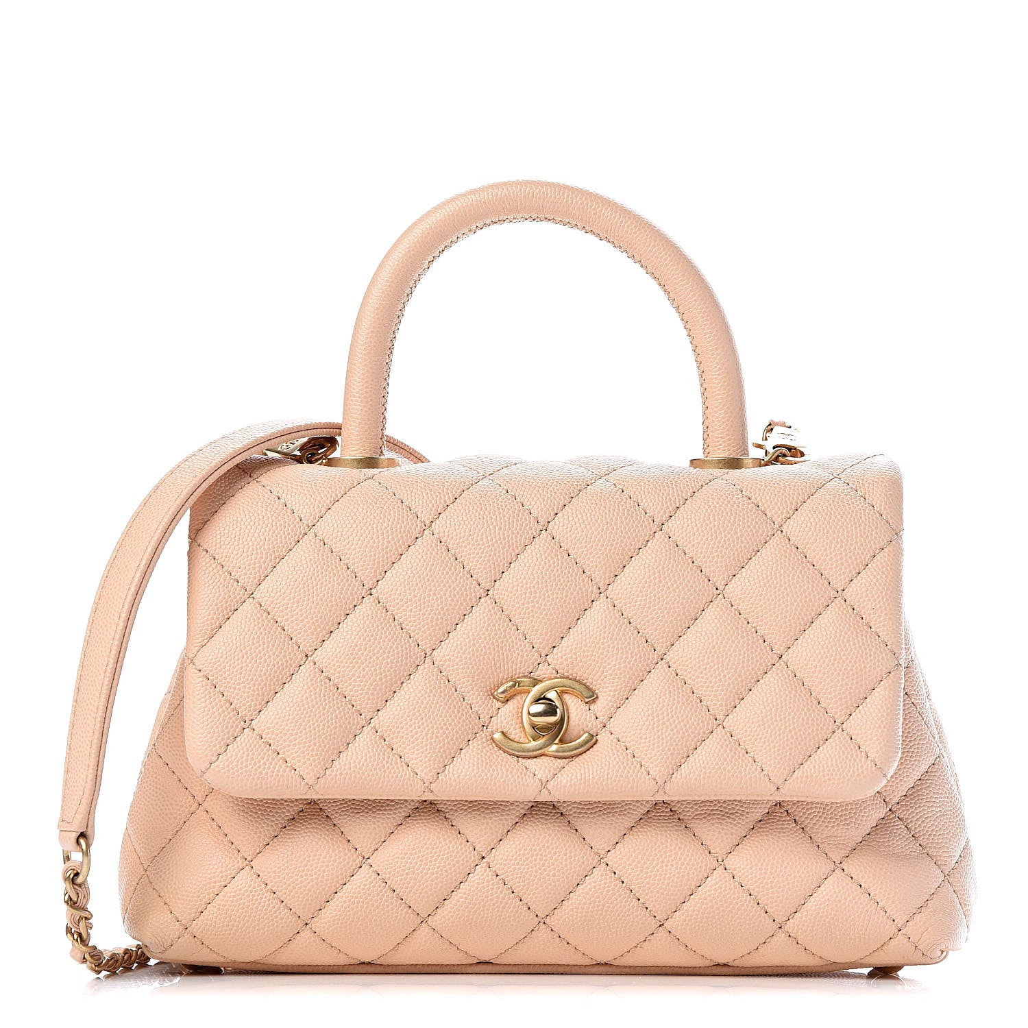 Chanel Caviar Quilted Mini Coco Handle Flap Beige 1 of 11
