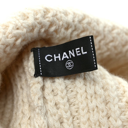 Chanel Cashmere CC Beanie Hat White Black 5 of 6