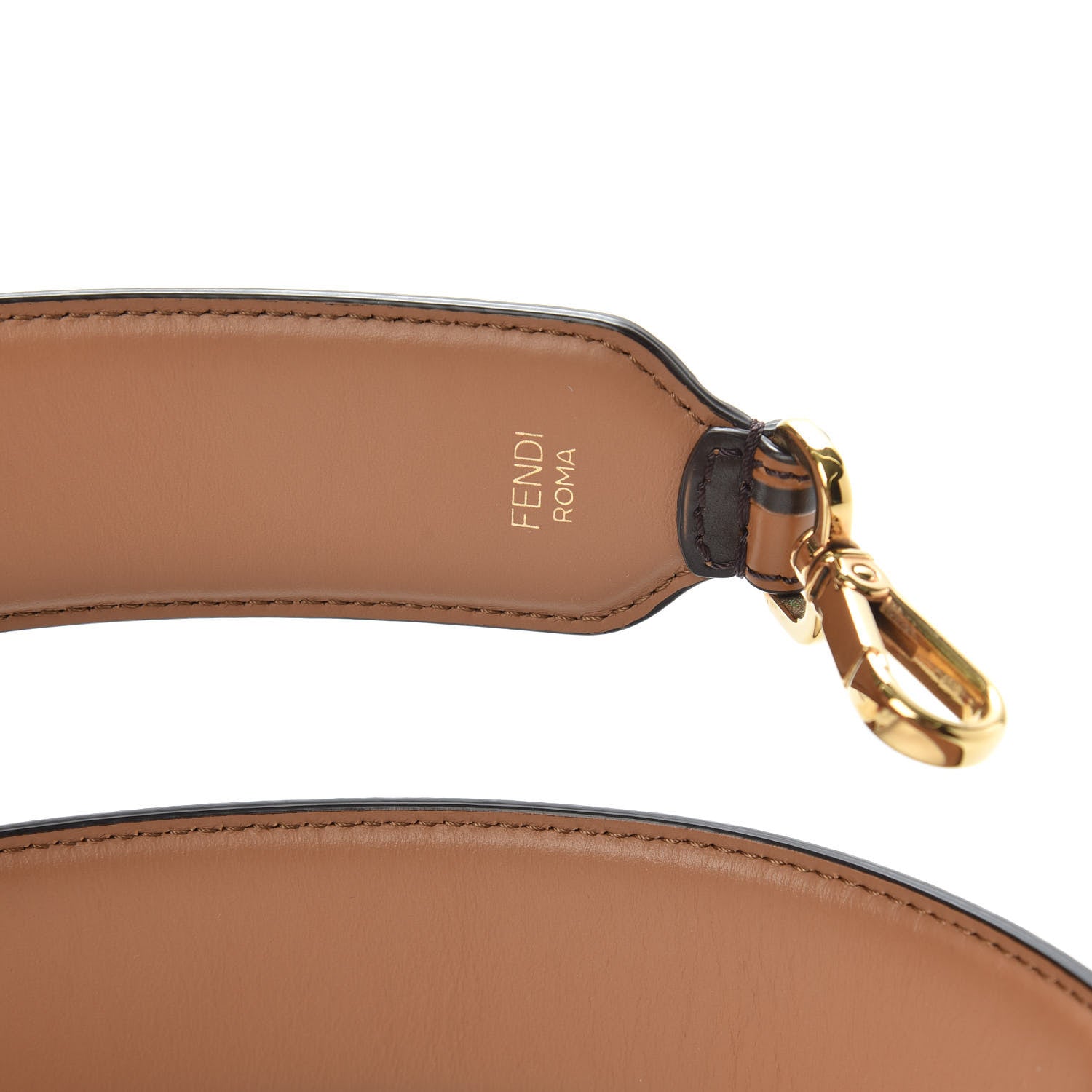 Fendi Calfskin FF 1974 Embossed Strap You Tobacco Black 4 of 4