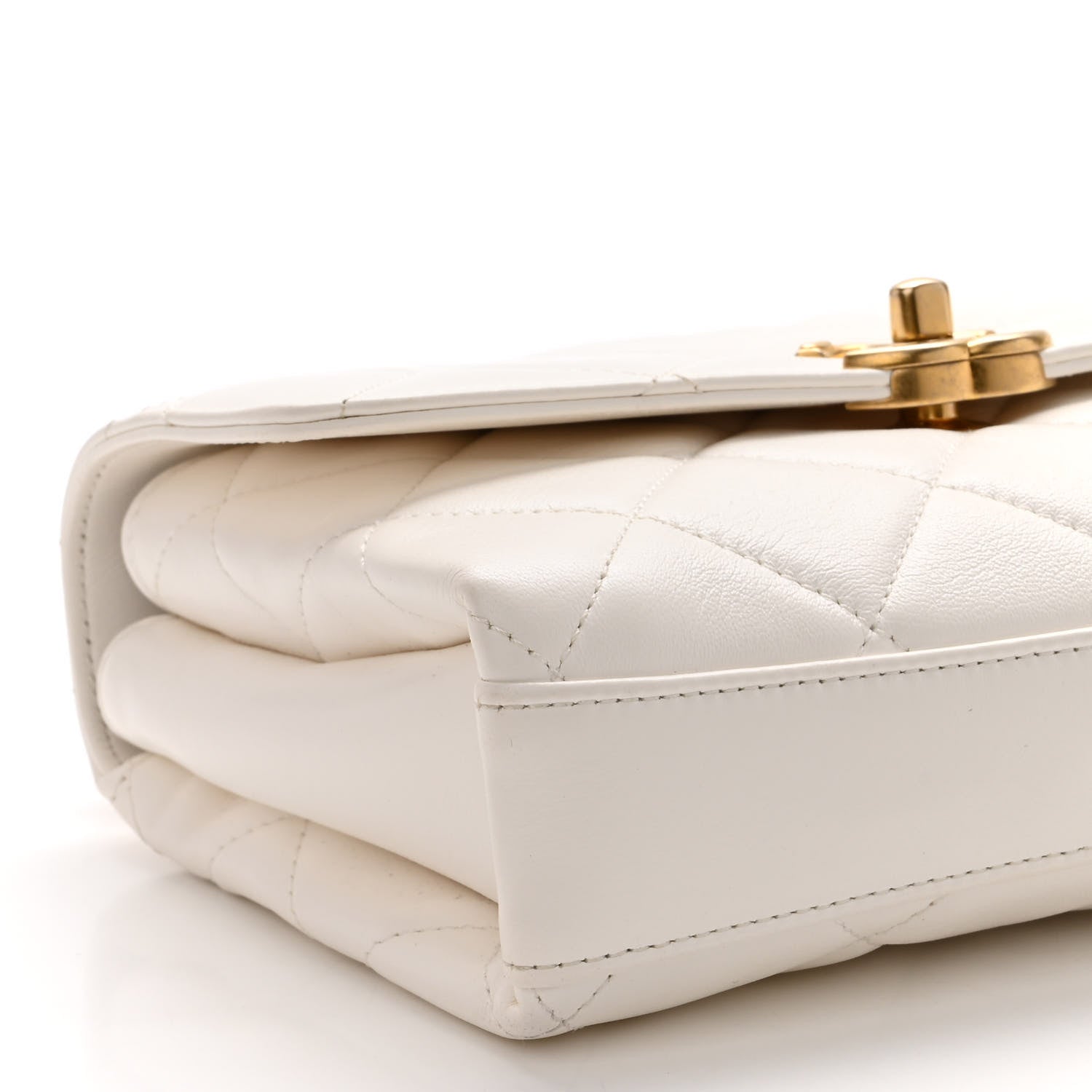 Chanel Lambskin Quilted Small CC Crystal Logo Chain Flap White 11 of 13