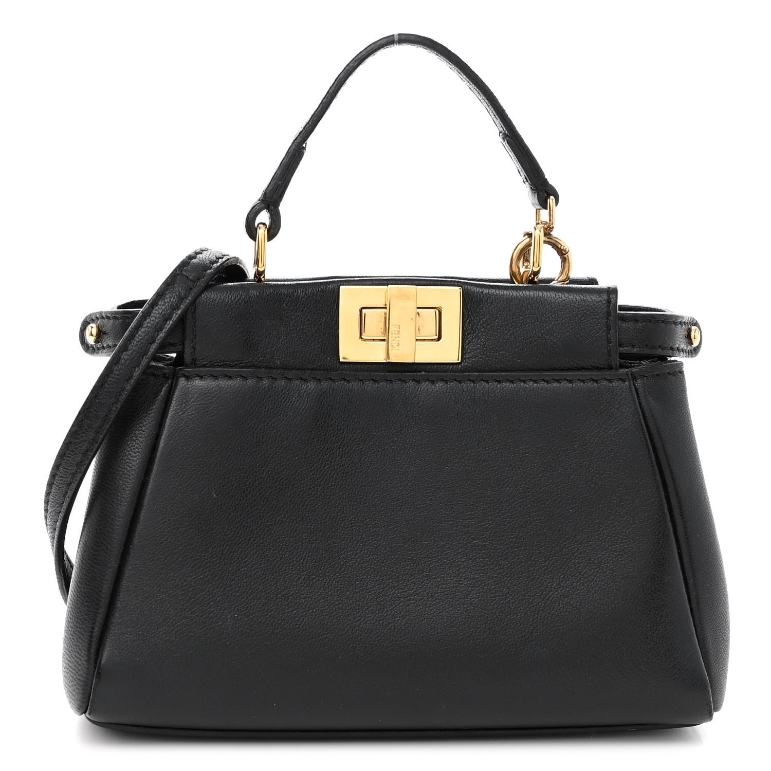 Fendi Nappa Micro Peekaboo Iconic Satchel Black 3 of 19
