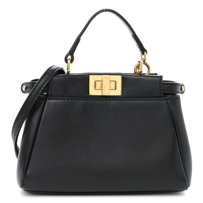 Fendi Nappa Micro Peekaboo Iconic Satchel Black 3 of 19