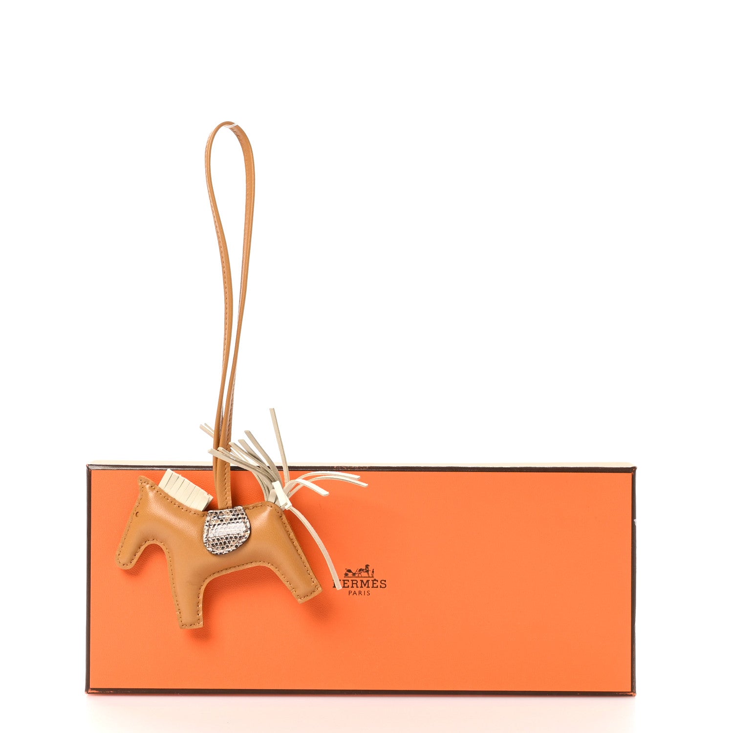Hermes Milo Lambskin Lizard Touch Grigri Rodeo Horse Bag Charm PM Sesame Craie Desert 4 of 4