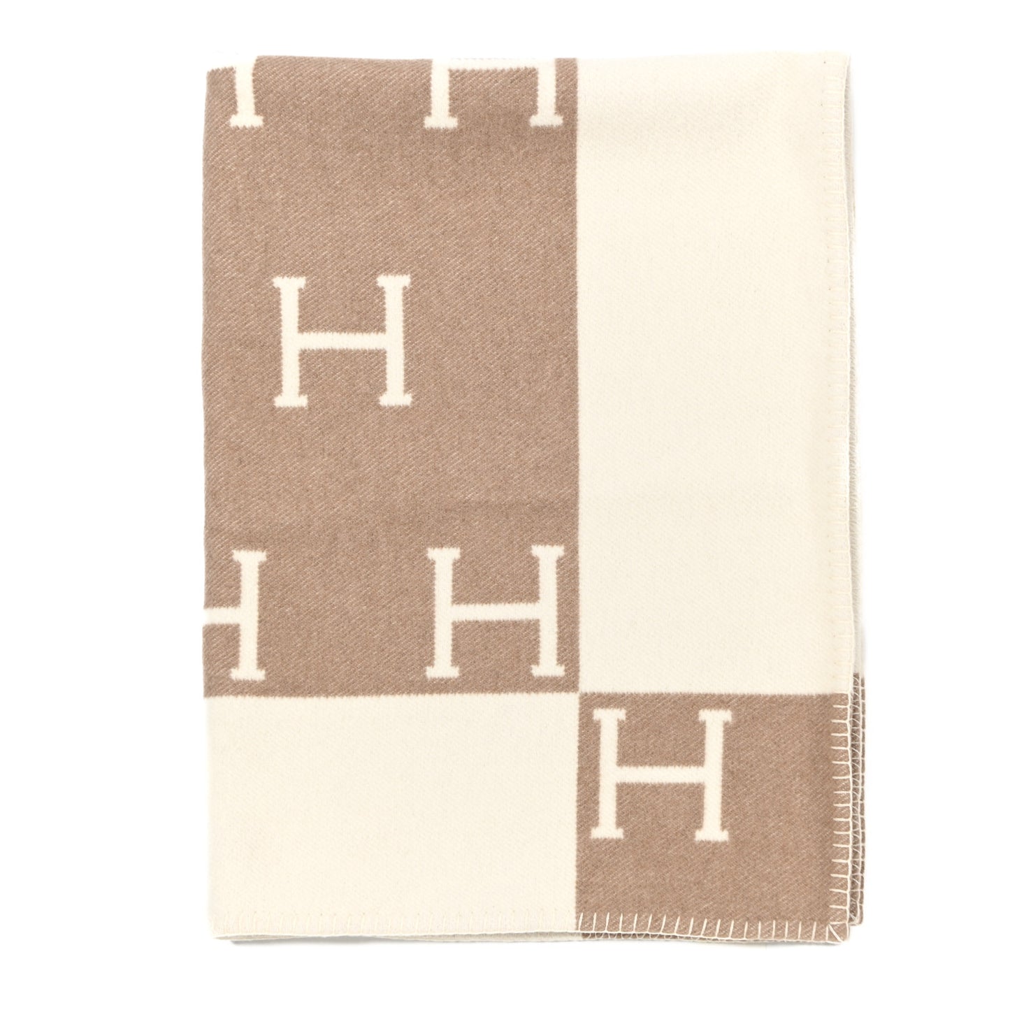 Wool Cashmere Avalon Baby Blanket Noisette Moyen White