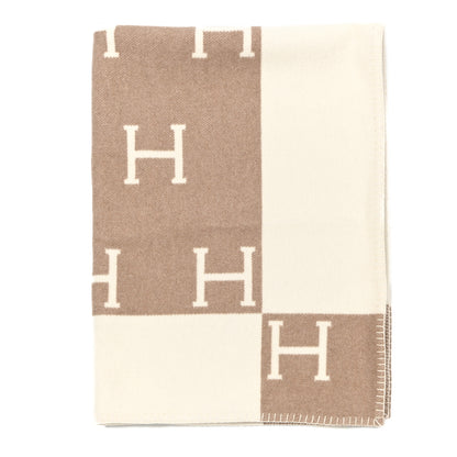 Hermes Wool Cashmere Avalon Baby Blanket Noisette Moyen White 1 of 3