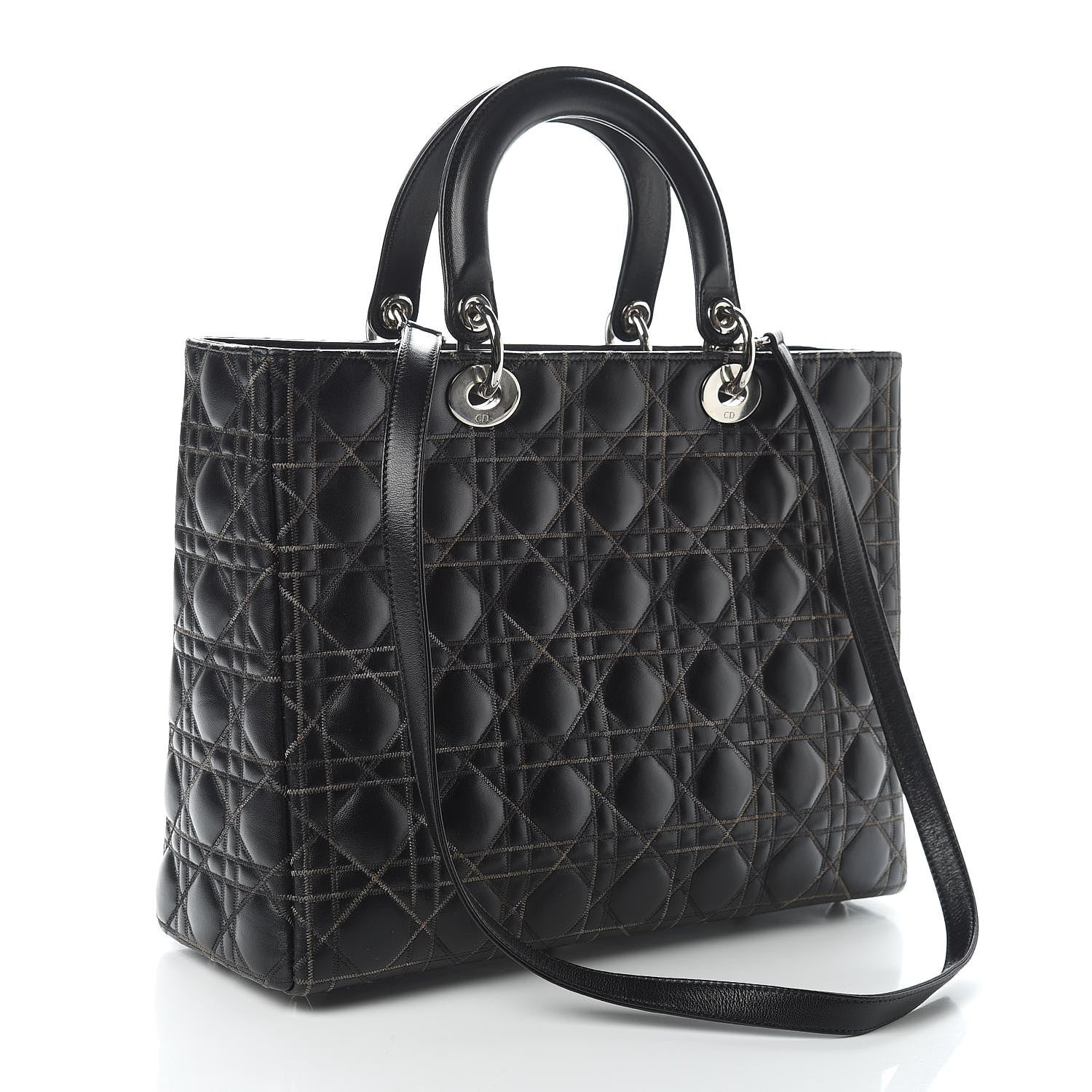 Christian Dior Lambskin Stitched Large Lady Dior Black 3 of 10
