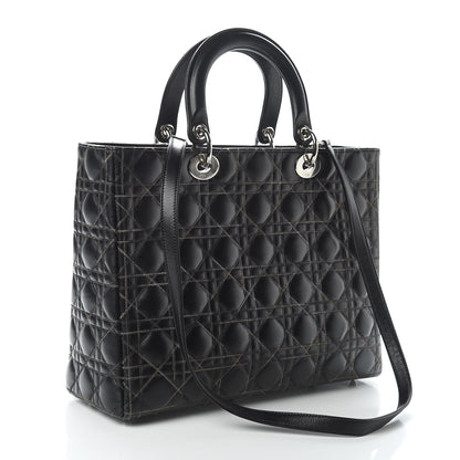Christian Dior Lambskin Stitched Large Lady Dior Black 3 of 10