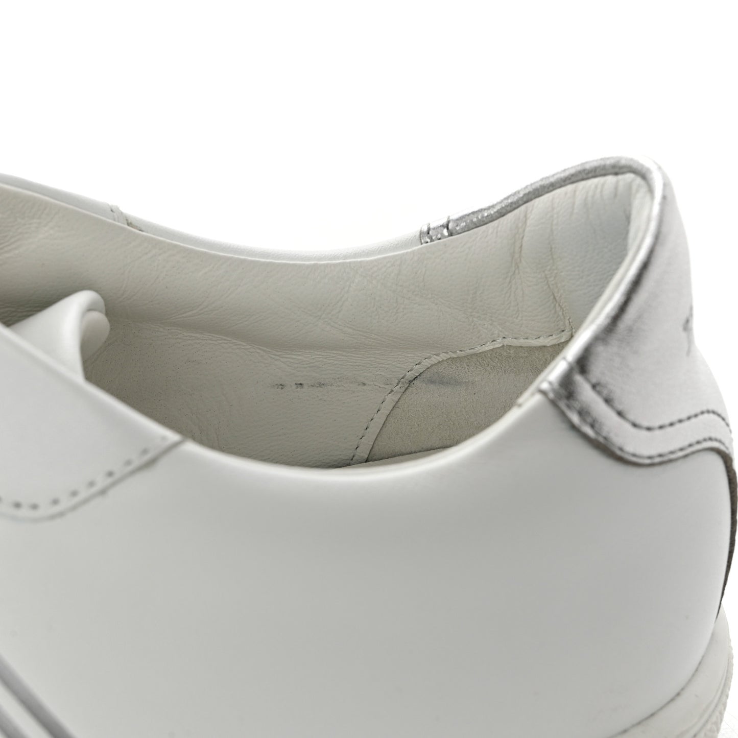 Calfskin Womens Advantage Sneakers 39 White Gris Argente