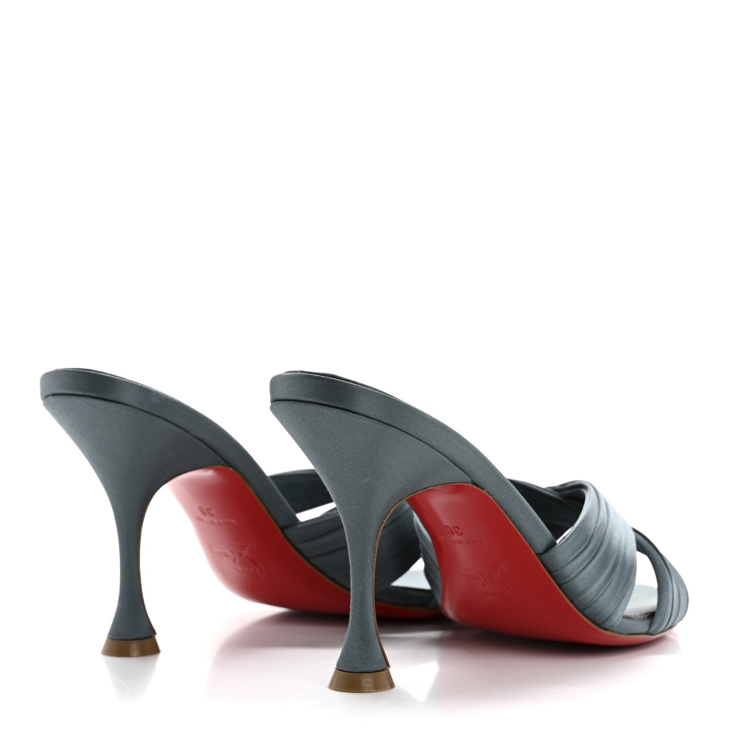 Christian Louboutin Crepe Satin Nicol Is Back 85 Slide Sandals 38 Titan 5 of 9