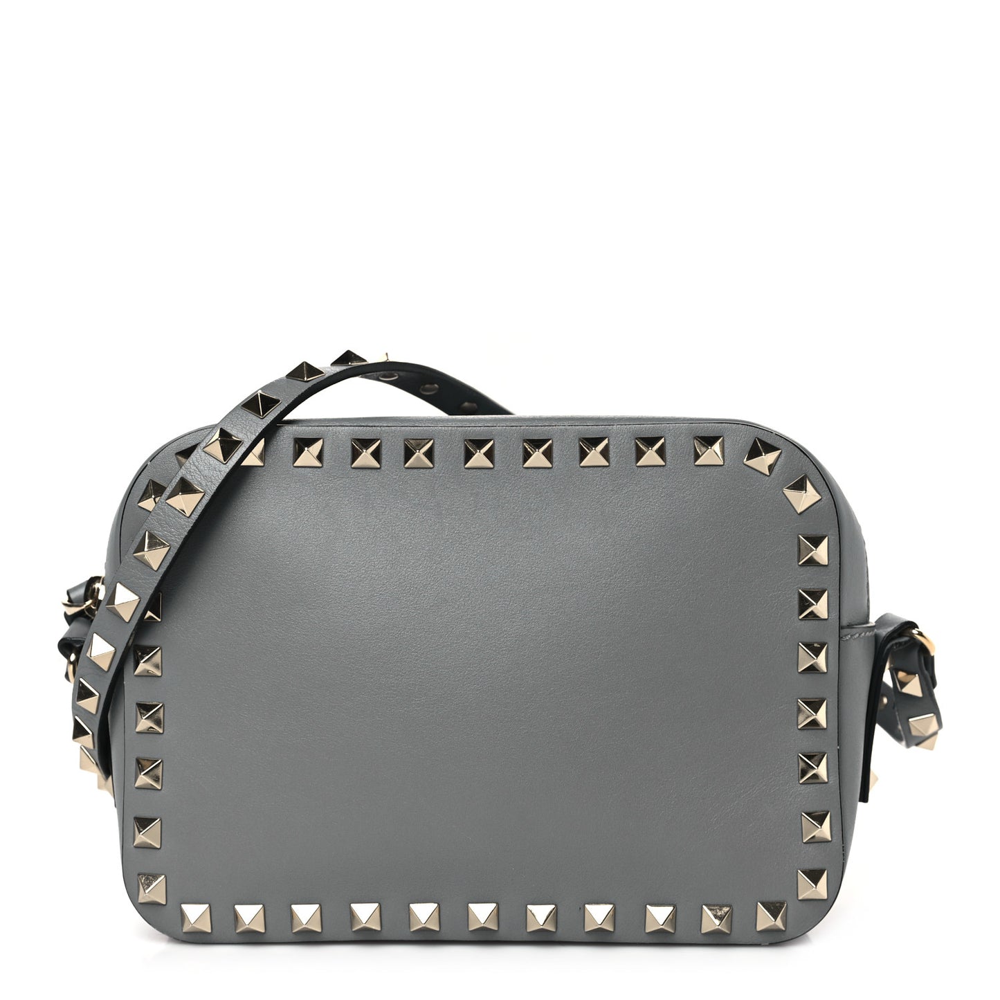 Vitello Rockstud Camera Crossbody Bag Light Stone