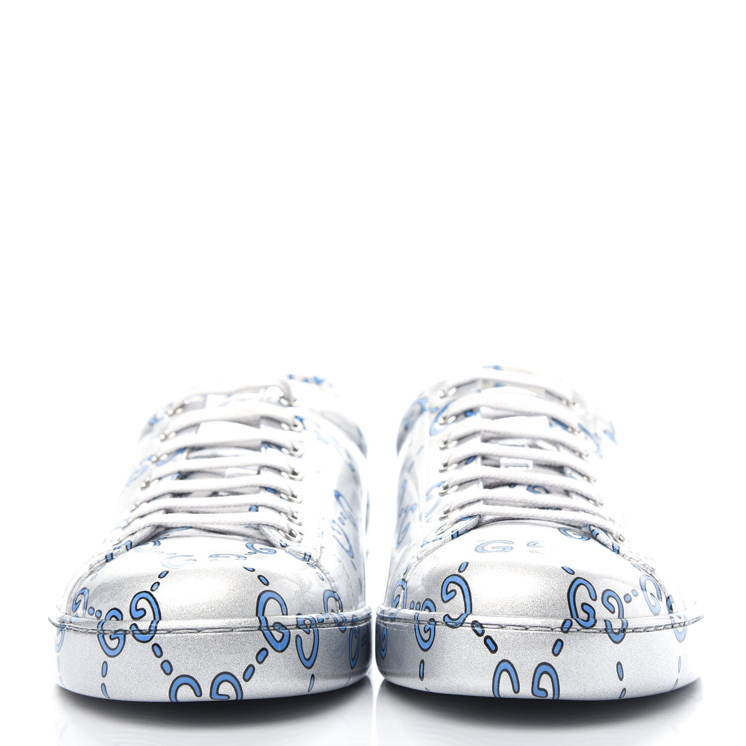 Gucci Miro Rubber Wax GucciGhost Print Mens New Ace Sneakers 11 Silver 2 of 10