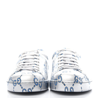 Gucci Miro Rubber Wax GucciGhost Print Mens New Ace Sneakers 11 Silver 2 of 10