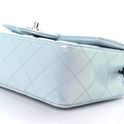 Chanel Iridescent Calfskin Quilted Mini Rectangular Flap Light Blue 9 of 10