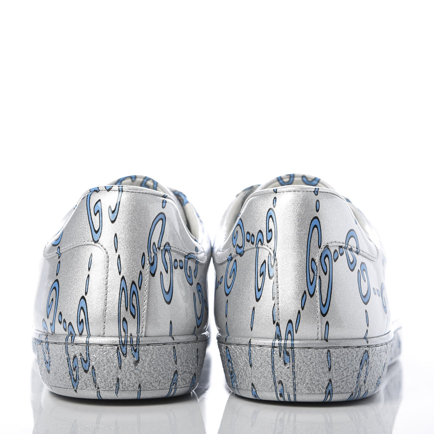 Gucci Miro Rubber Wax GucciGhost Print Mens New Ace Sneakers 10 Silver 6 of 10
