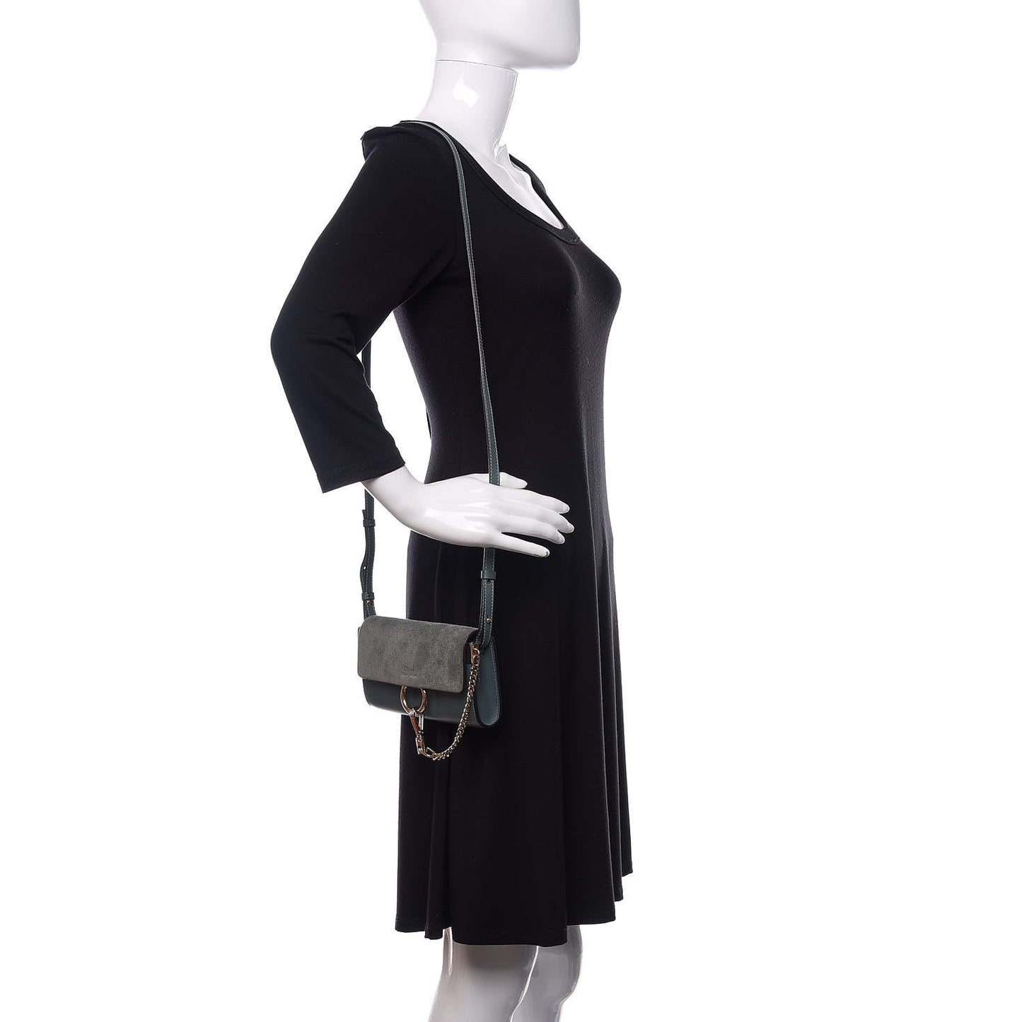 Suede Calfskin Mini Faye Shoulder Bag Cloudy Blue