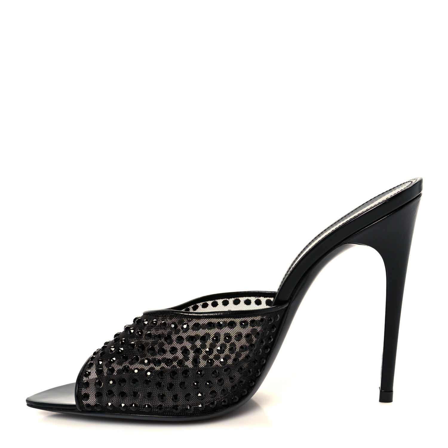 Saint Laurent Tulle Strass Gippy 110 Mule Sandals 37.5 Black 1 of 8