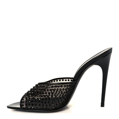 Saint Laurent Tulle Strass Gippy 110 Mule Sandals 37.5 Black 1 of 8