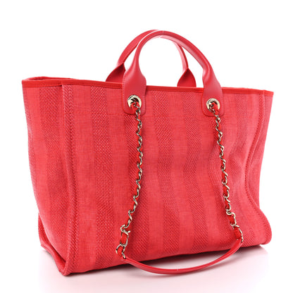 Chanel Mixed Fibers Striped Medium Deauville Tote Red 3 of 10