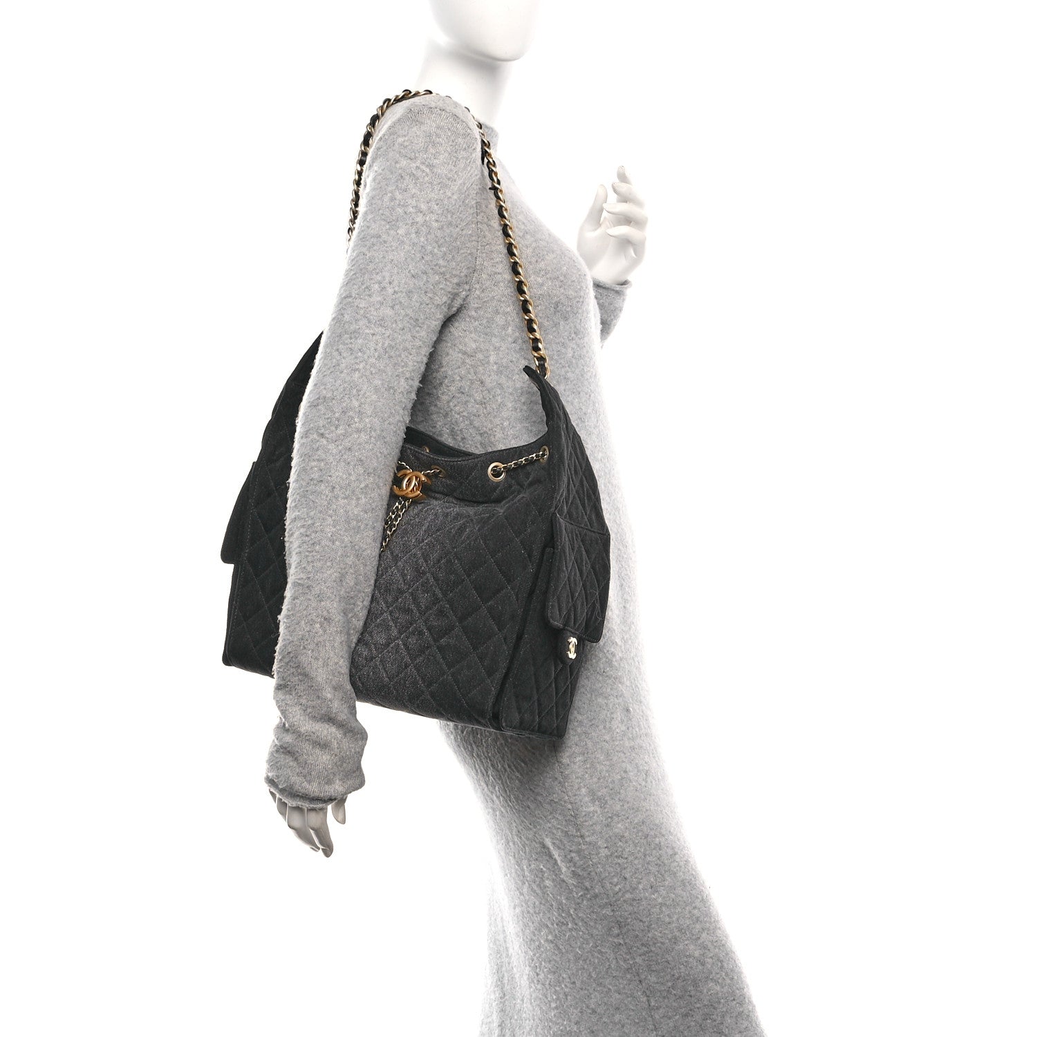 Chanel Washed Denim Quilted Medium Chanel 25 Handbag Black 2 of 11