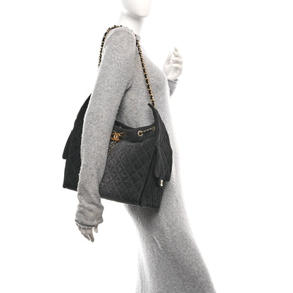 Chanel Washed Denim Quilted Medium Chanel 25 Handbag Black 2 of 11
