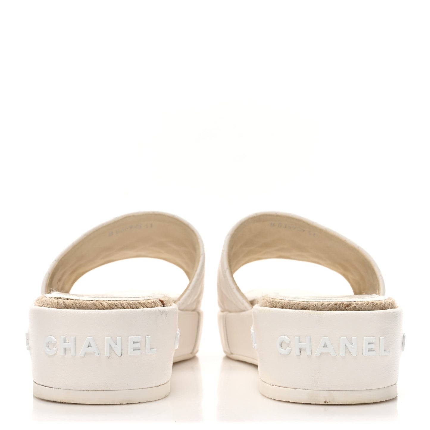Lambskin Quilted CC Espadrille Slip On Sandals 41 White
