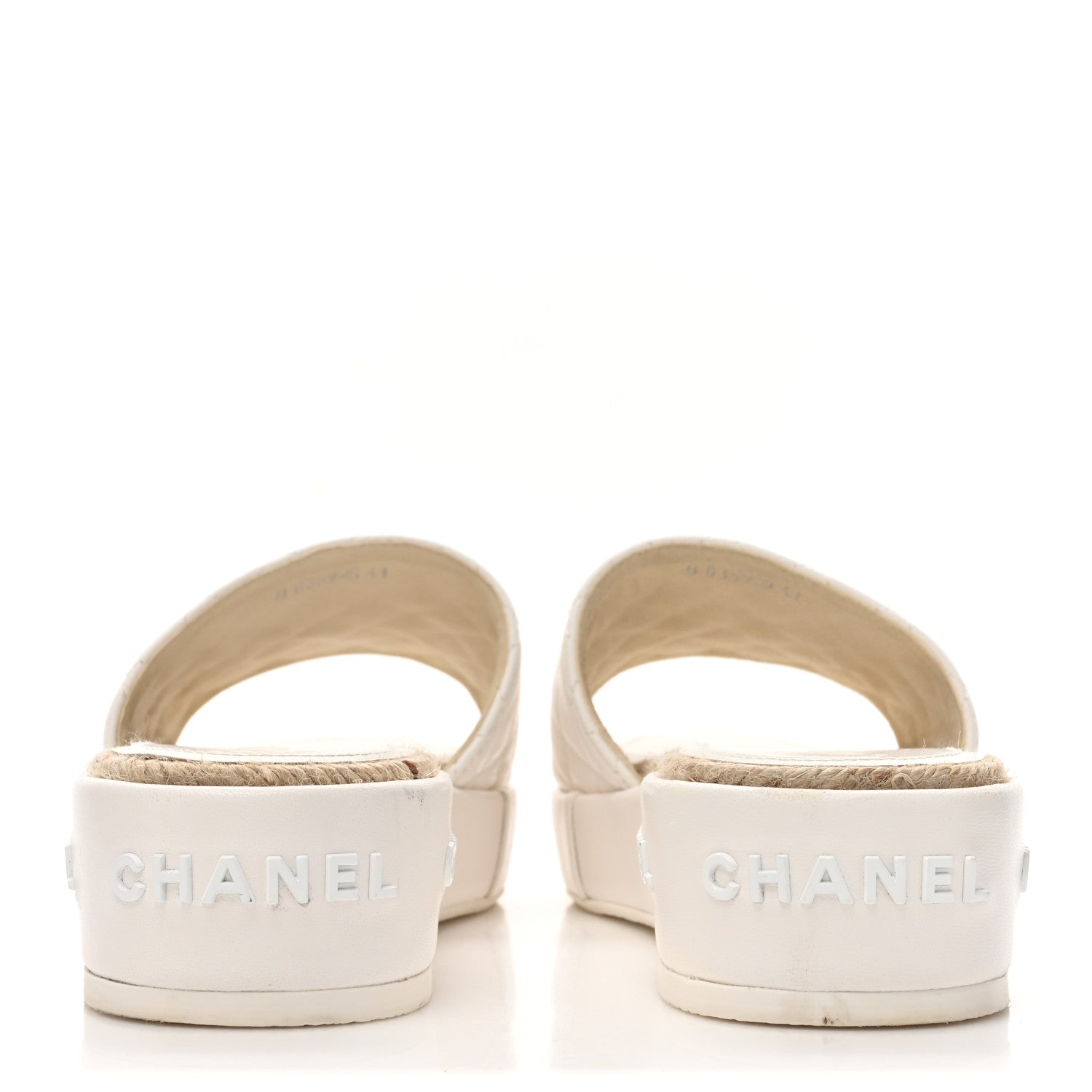 Chanel Lambskin Quilted CC Espadrille Slip On Sandals 41 White 5 of 14