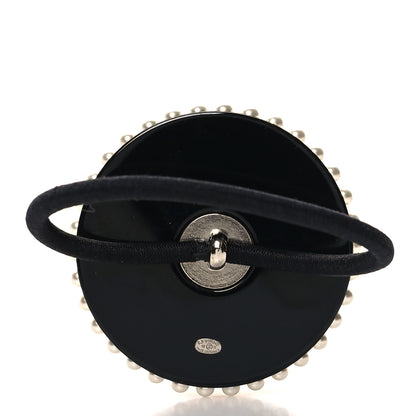 Chanel Resin Pearl Emoji Hair Tie Black White 2 of 4