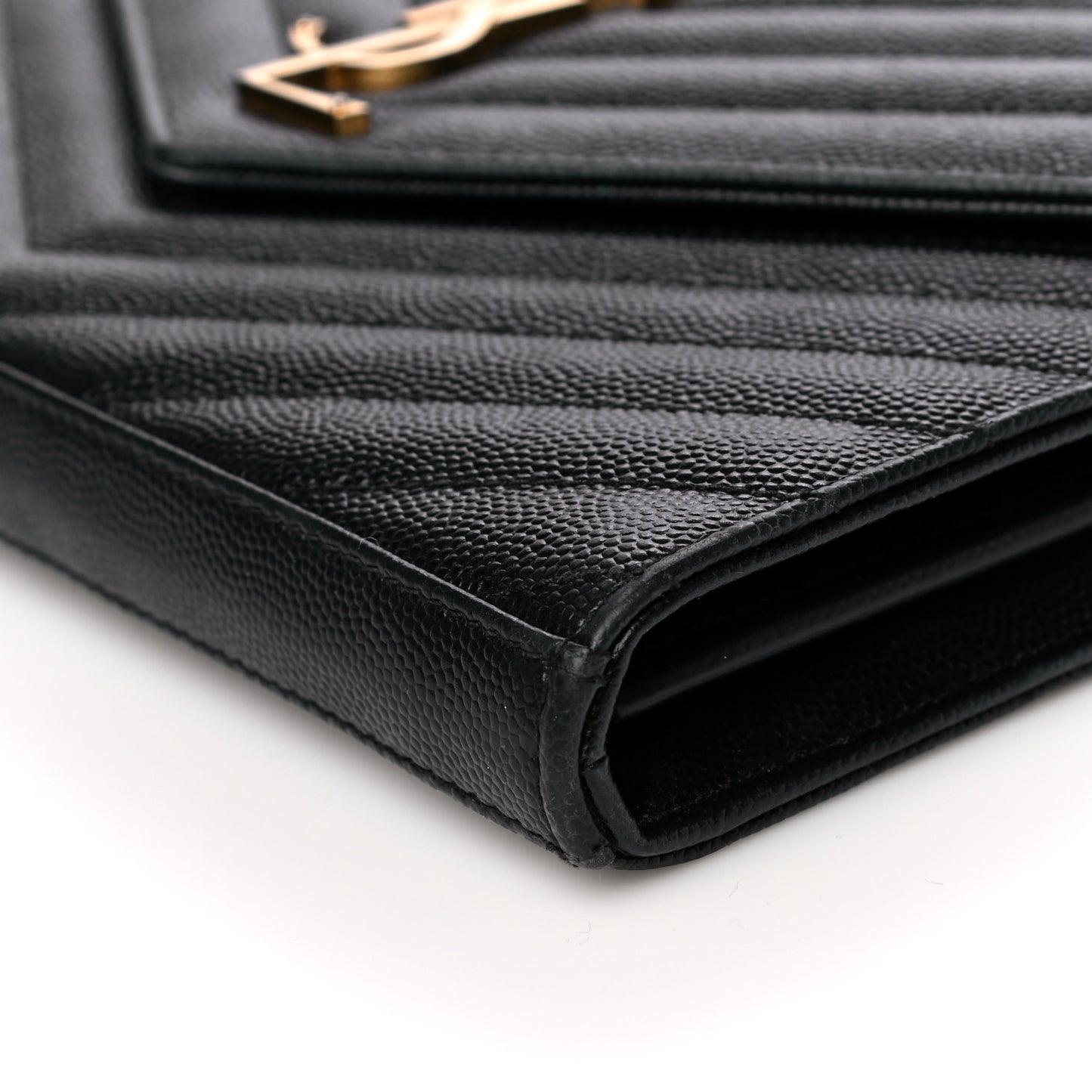 Grain De Poudre Matelasse Chevron Monogram Chain Wallet Black