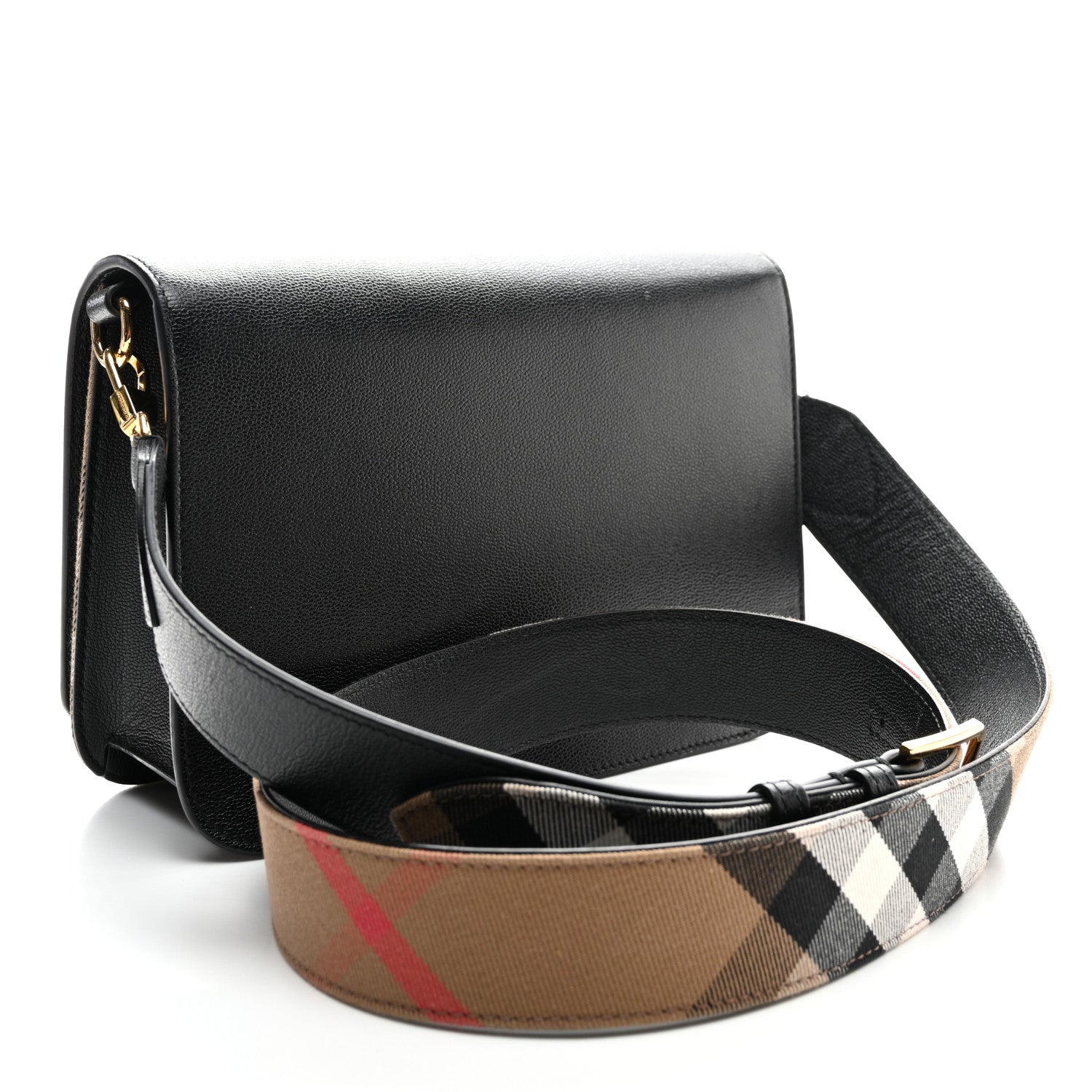 Burberry Derby Calfskin House Check Mackford Crossbody Bag Black 3 of 9