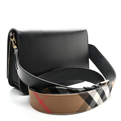 Burberry Derby Calfskin House Check Mackford Crossbody Bag Black 3 of 9