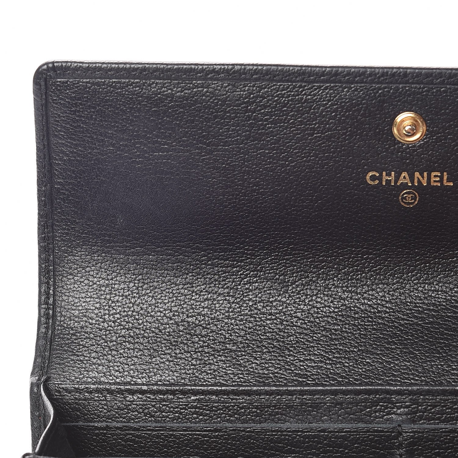 Chanel Goatskin Camellia Embossed Flap Wallet Black 12 of 15