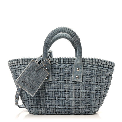 Balenciaga Washed Frayed Denim Braided XS Bistro Basket Blue 1 of 9