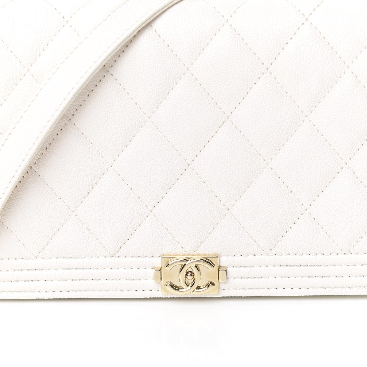 Caviar Quilted Boy Wallet On Chain WOC White