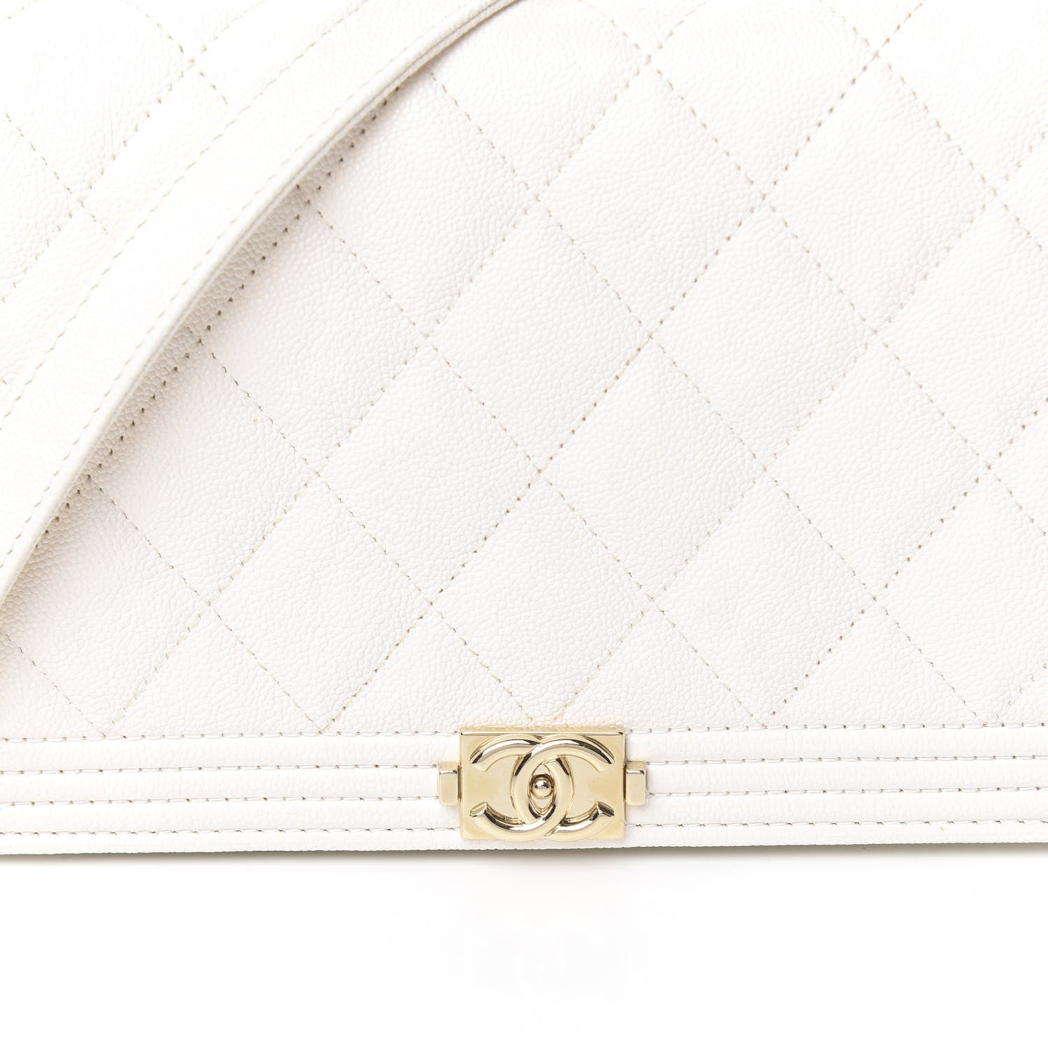 Chanel Caviar Quilted Boy Wallet On Chain WOC White 11 of 14