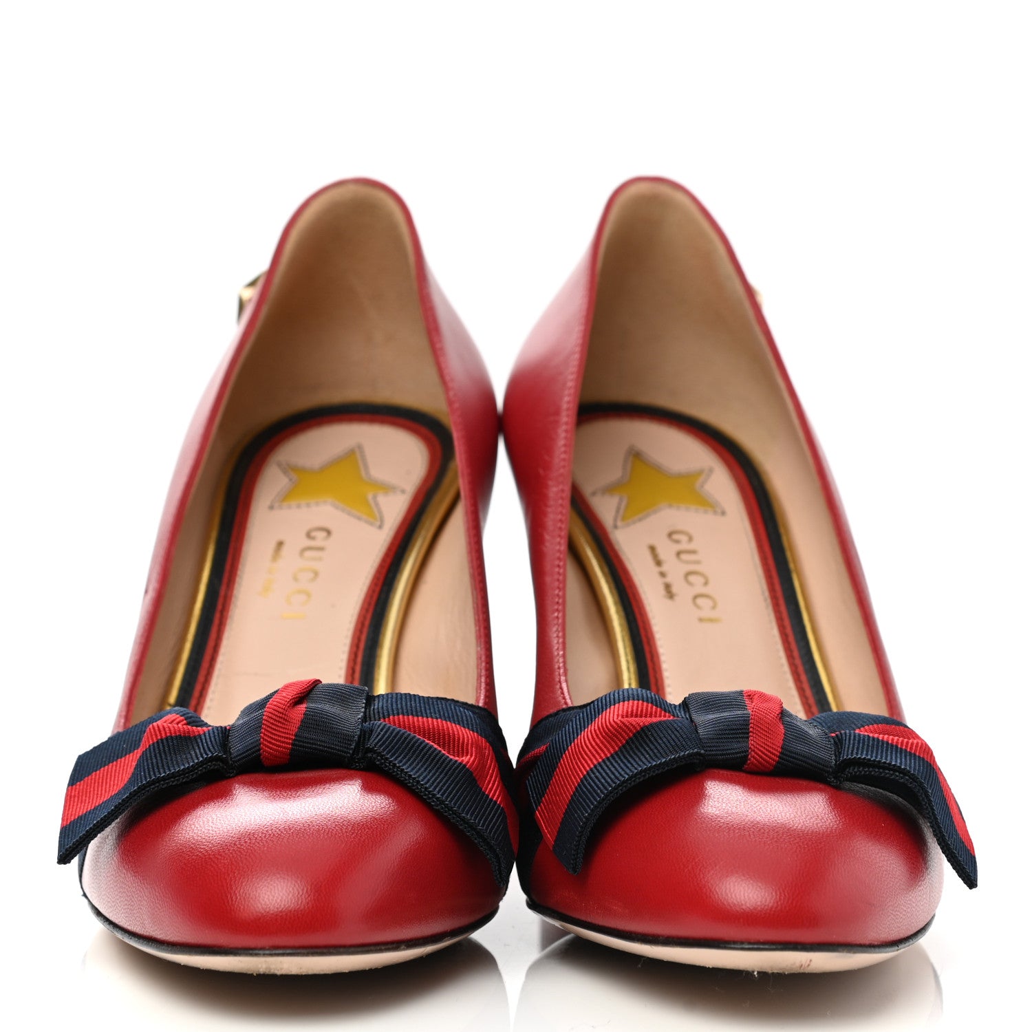 Gucci Calfkin Web Bow Pumps 36 Hibiscus Red 2 of 10