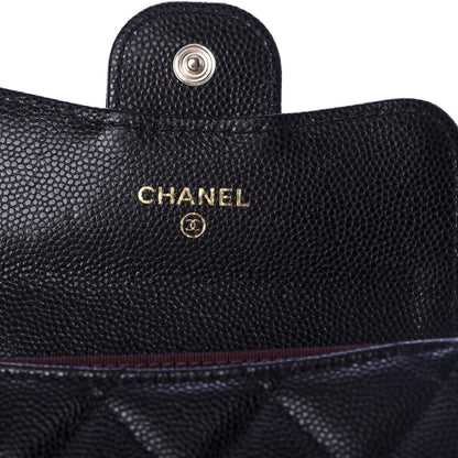 Chanel Caviar Quilted Flap Card Holder Chain Wristlet Black 6 of 9