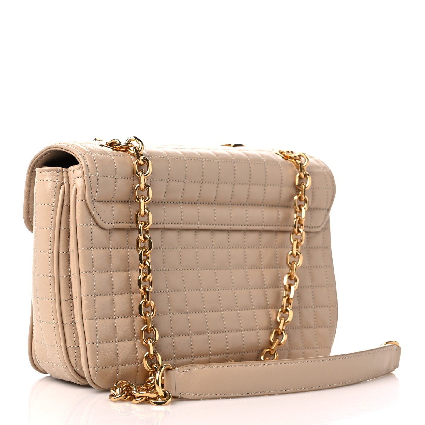 Calfskin Quilted Medium C Bag Beige