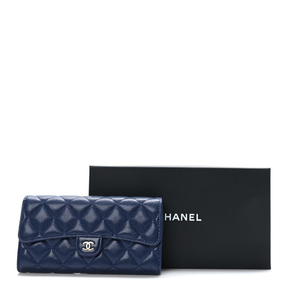 Chanel Caviar Quilted Large Gusset Flap Wallet Navy 8 of 8