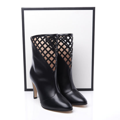 Gucci Plume Calfskin Damir Lattice Cutout Boots 36.5 Black 11 of 11