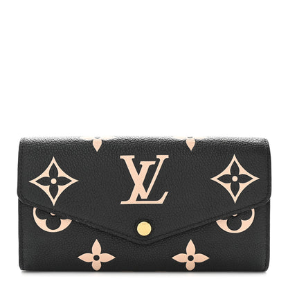 Louis Vuitton Monogram Empreinte Giant Sarah Wallet Black Beige 1 of 7