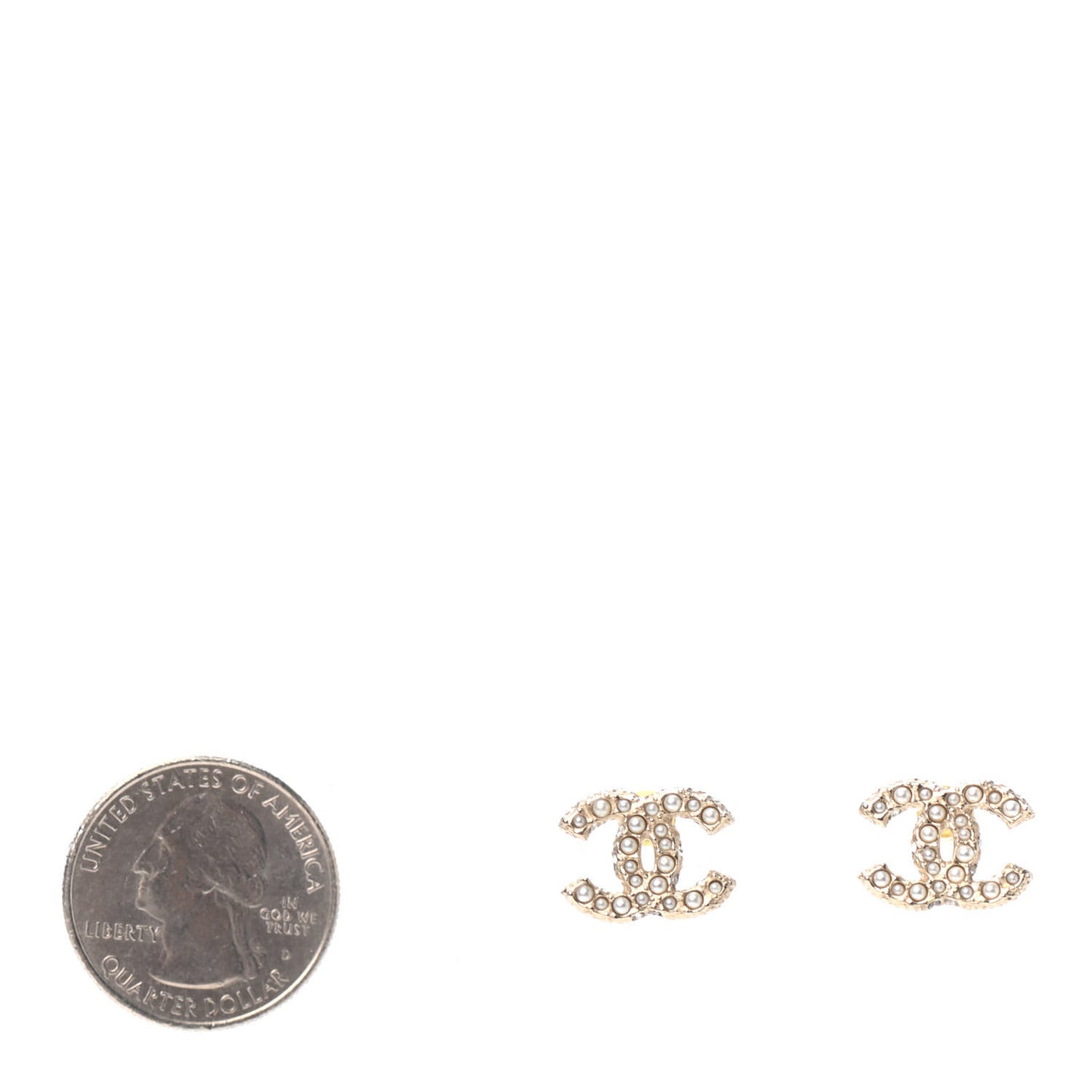 Pearl Crystal CC Earrings Light Gold