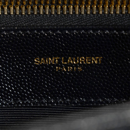 Saint Laurent Grain De Poudre Matelasse Chevron Monogram Shopping Bag Black 8 of 8