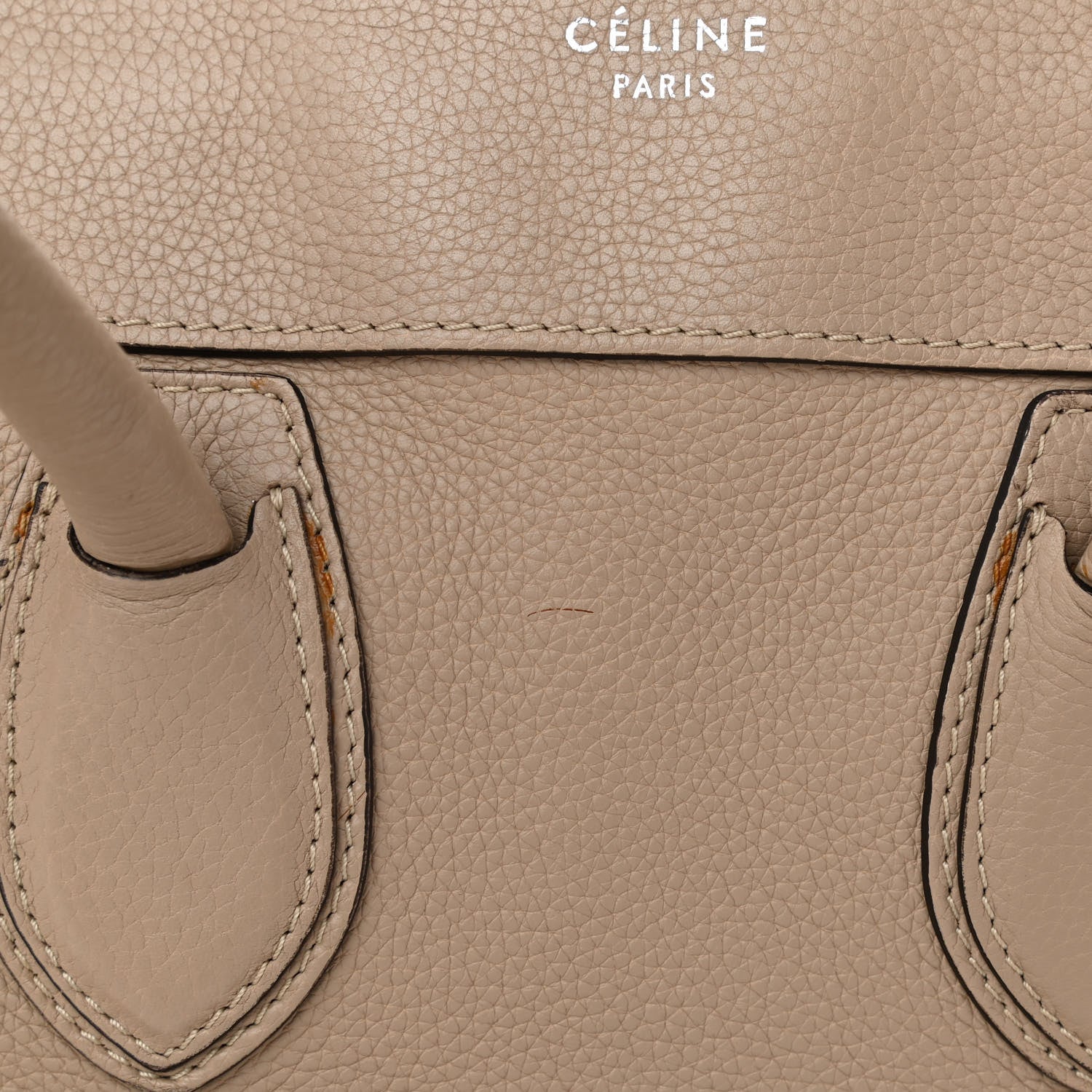 Celine Drummed Calfskin Mini Luggage Dune 9 of 12