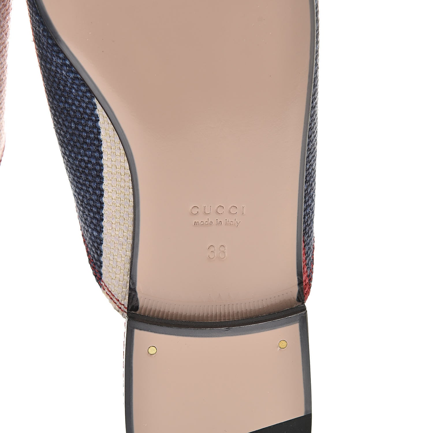 Gucci Canvas Sylvie Stripe Womens Princetown Slippers 38 Mystic White Hibiscus Red Maritime 6 of 8