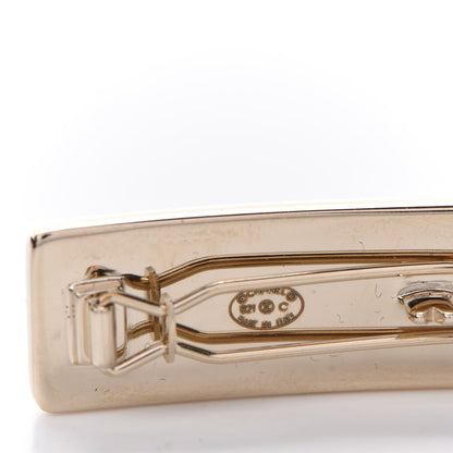 Chanel Metal Crystal Logo Hair Clip Gold 4 of 5